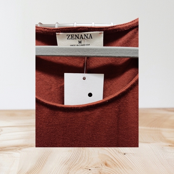 NWT Zenana Long Flowy Rust Tank - Picture 3 of 3